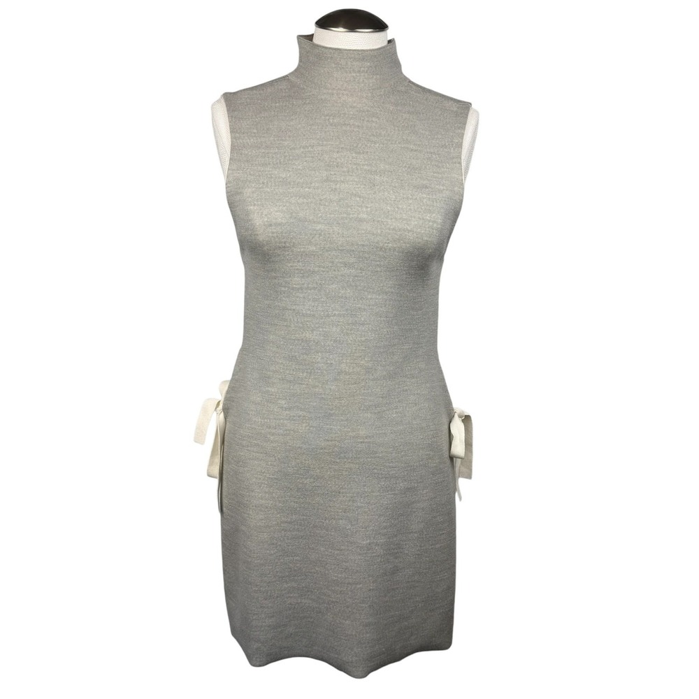 Alice + Olivia Women's Alvera Tunic SP Gray Mock Neck Sleeveless Tie Detail‎